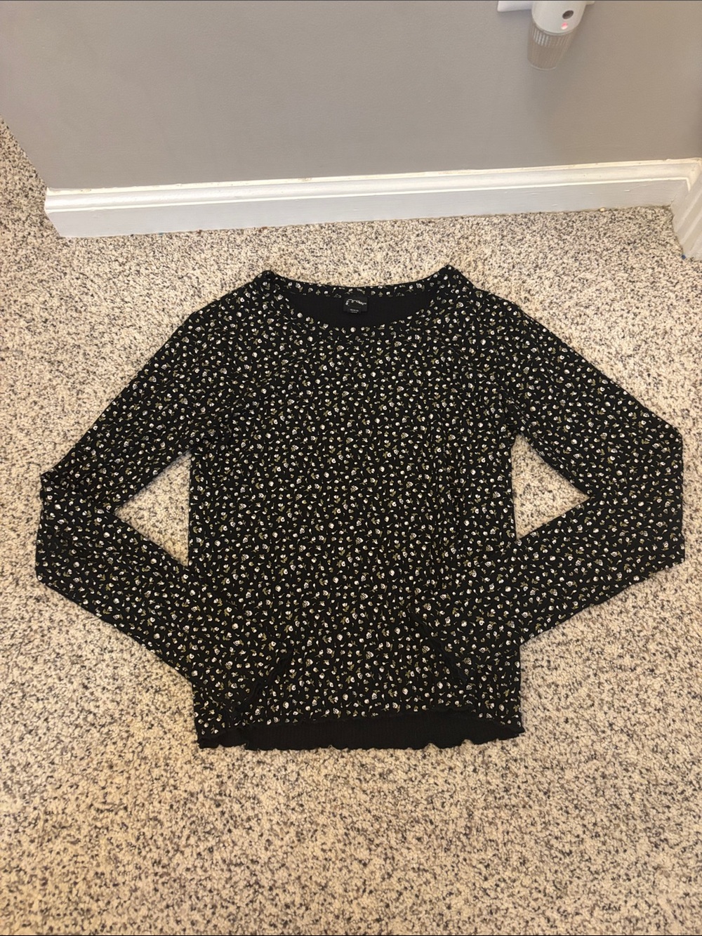 Art Class Size 14-16 Black Floral Long Sleeve Top